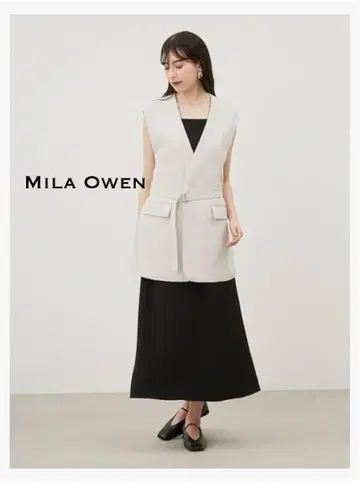 미라오언 Mila Owen 벨트 세트 노칼라 베스트 사이즈 1