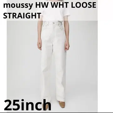 MOUSSY 스트레이트 데님 HW 화이트 루즈 스트레이트 25