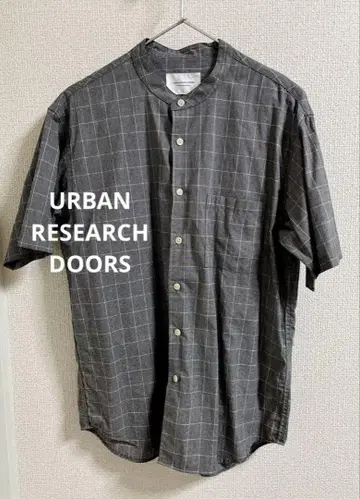 신품 URBAN RESEARCH DOORS 그레이 체크 패턴 반팔 셔츠