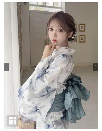 GRL [fy027] 수채화 꽃무늬 유카타 세트 세퍼레이트 레귤러