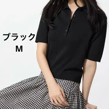 유니클로 폴로 스웨터 반팔 블랙 M