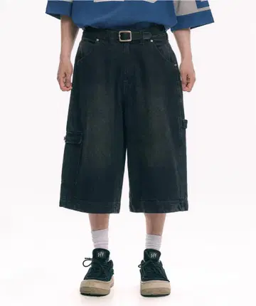레이어 포켓 8피스 데님 버뮤다 팬츠