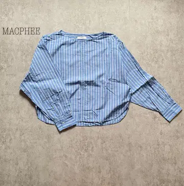 맥아피 MACPHEE 보트넥 블라우스 스트라이프 S 블루