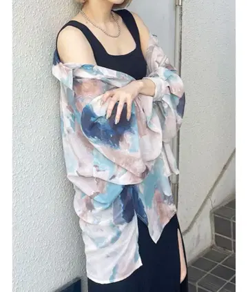 MURUA 뉘앙스 프린트 오버 셔츠