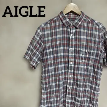 AIGLE 에이글 체크 셔츠 M 마드라스 리 혼방