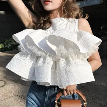 Sheller 셰리에 BLOOM cotton lace tops 화이트