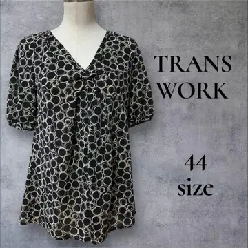 TRANS WORK 44 사이즈 V넥 반소매 블라우스 원형 패턴