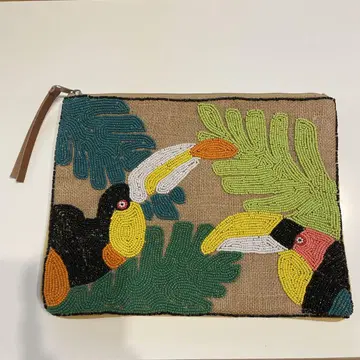 [새상품급] 클러치백 정글과 새 비즈 자수 주트