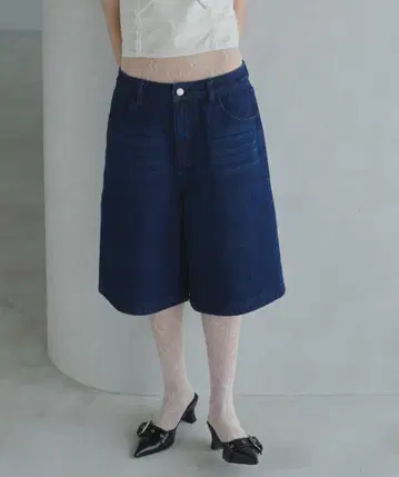하프 데님 팬츠