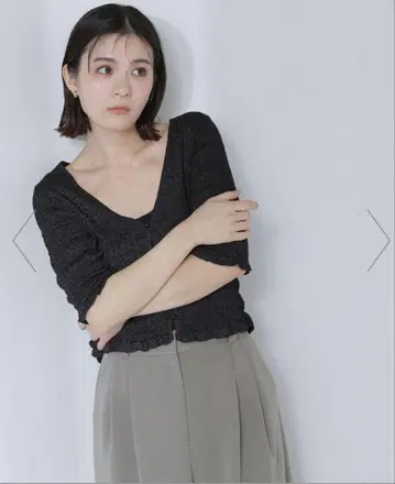 자연미 기본 셔링 카디건 블랙