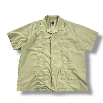 HABAND GUAYABERA 쿠바 셔츠 오픈 카라 그린 구제 의류