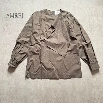 AMERI 아 트위스트 타이 블라우스 브라운