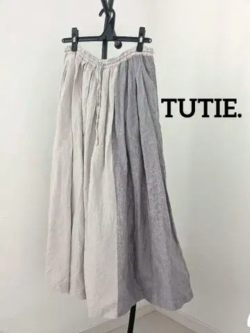 TUTIE. 츠치에 린넨 바이컬러 롱 스커트