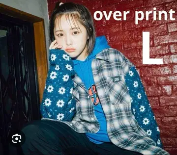 오버 프린트 크로셰 니트 셔츠 L 사이즈