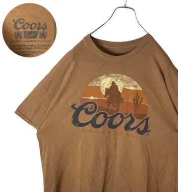 레어 구제 의류 Coors 쿠어스 빅 프린트 T셔츠 브라운 루즈한 사이즈