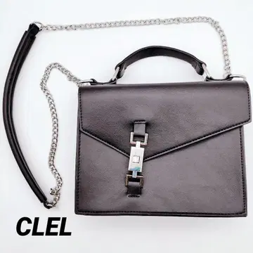CLEL 클레이 블랙 숄더 체인 금장 장식 포멀 2way