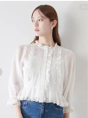 화이트 프릴 장식 스나이델 SNIDEL 코튼 보일 블라우스