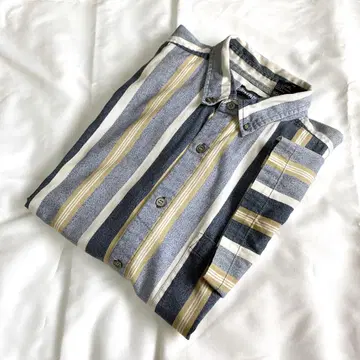 산타나 블루 90년대 스트라이프 셔츠 반팔 XL