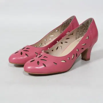 새상품 히미코 온루 천연 가죽 컷워크 펌프스(23cm)/291