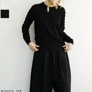 미즈이로 인도 시어 패턴 롱 티셔츠
