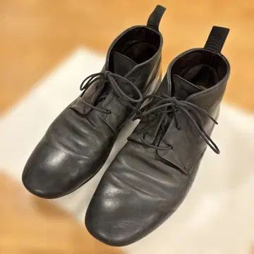 블랙 가죽 숏부츠 레이스업