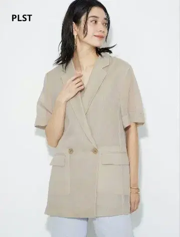PLST 시어 오간자 하프 슬리브 자켓