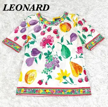 LEONARD 과일 꽃무늬 반팔 티셔츠 L 화이트