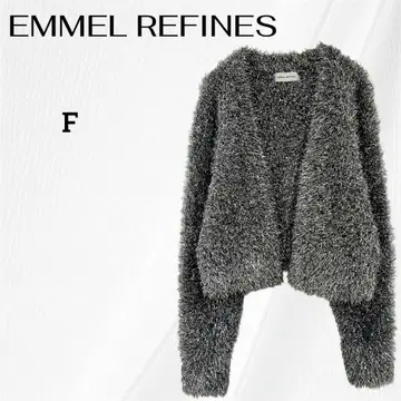 EMMEL REFINES EM 라메 니트 가디건 긴팔 실버 F