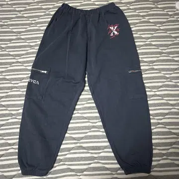 RVCA 네이비 와이드 팬츠 지퍼 포켓 포함