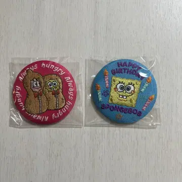 스폰지밥 자수 캔 배지 PLAZA 2개 세트