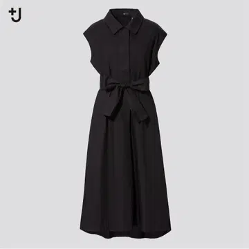 UNIQLO 코튼 린넨 프렌치 슬리브 롱 원피스