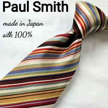 새상품급 Paul Smith 실크 100% 스트라이프 넥타이 일본제