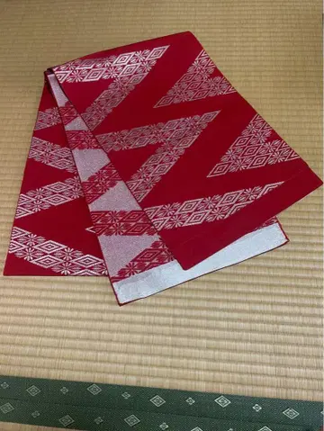 빨간색 후쿠로 오비 일본 의류 기모노