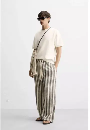 자카드 스트라이프 팬츠 ZARA