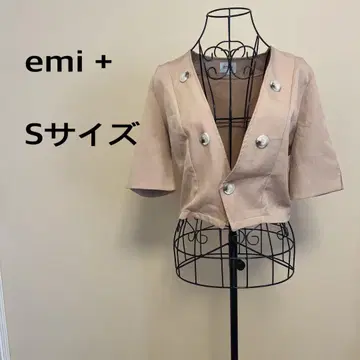 EMI +/여성용/반팔/자켓/보레로/핑크/베이지/단색