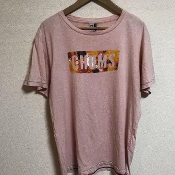 CHUMS 박스 로고 XL 핑크 티셔츠 100% 면