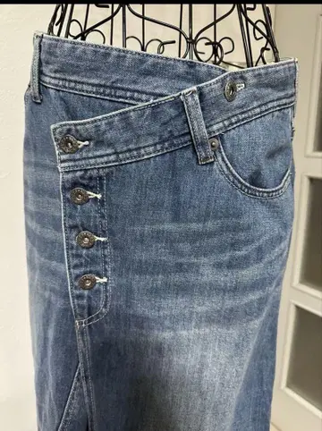 데님 버튼 장식 래핑 스커트