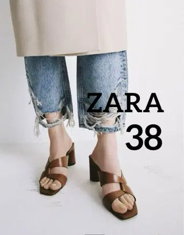ZARA 샌들 가죽 브라운 사이즈 38