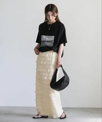selectMOCA 프릴 디자인 롱 스커트