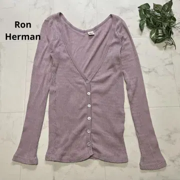 RonHerman 리브 카디건 코튼 옐로우 핑크 사이즈 XS 세탁 가능