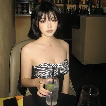 헤이세이 갸루 제브라 패턴 베어탑 튜브탑 빈티지 S