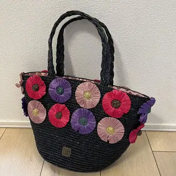 ANNA SUI 안나수이 카고바 블랙 핸드백 컬러풀 꽃