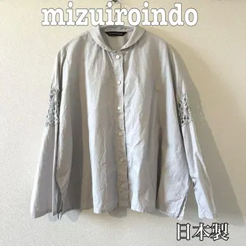 mizuiroindo 라운드 칼라 둥근 카라 레이스 콤비 셔츠 최근 모델