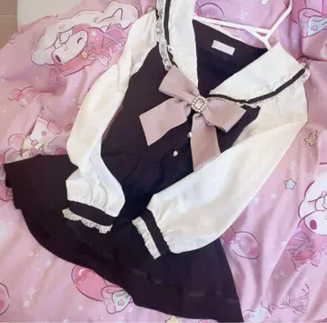 LIZLISA 리즈리사 세일러 칼라 세트업 장소매 블랙