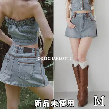 다리치 darich 스웨이드 파이핑 데님 미니 스커트 블루 M