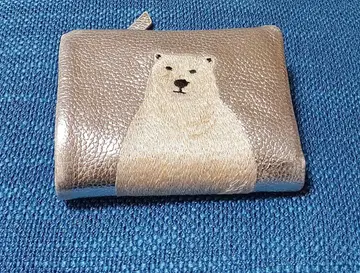 이에파피요네 곰 자수 실버 접이식 지갑
