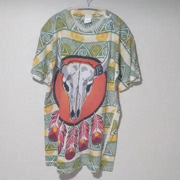 빈티지 티셔츠 Cattle Skull 네이티브 아메리칸 L 사이즈