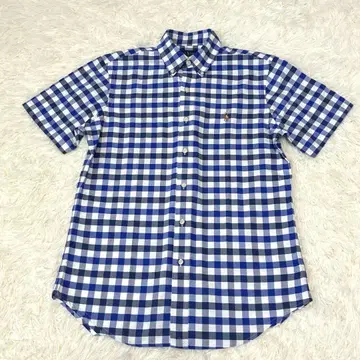랄프 로렌 깅엄 체크 버튼다운 반소매 셔츠
