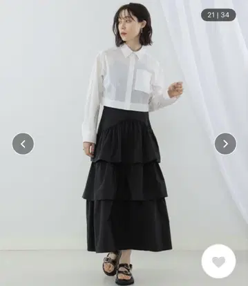 레이비스 티어드 스커트 블랙