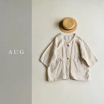 AUG 리 100% 노칼라 오버 재킷 키나리